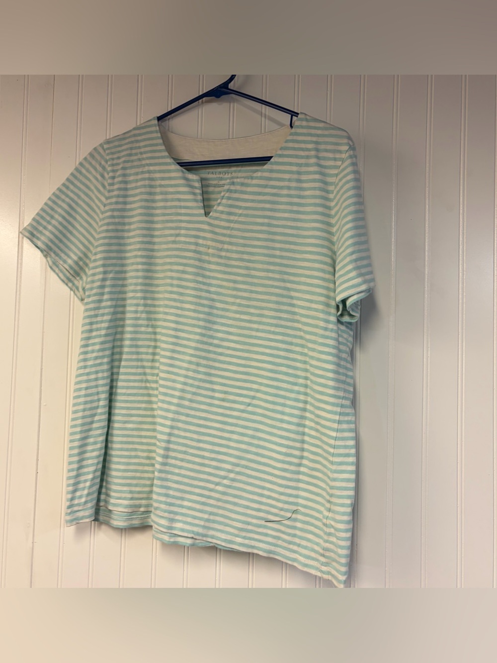 Talbots Blue & White Stripe Short-Sleeve Top Large